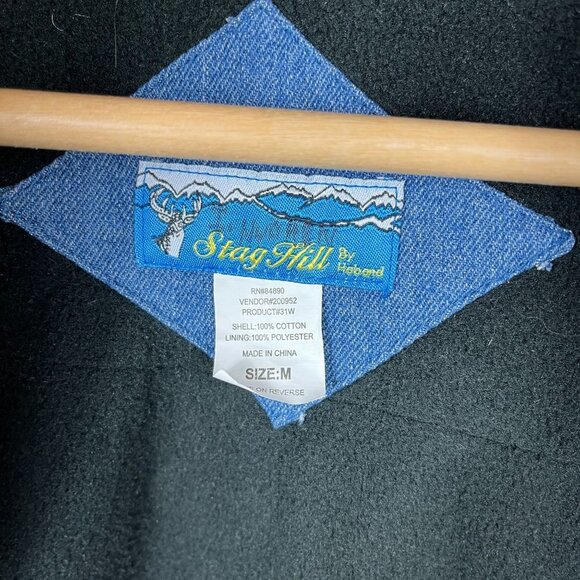 Vintage Stag Hill Denim Fleece Lined Utility Vest Men M Oversized Baggy Full Zip - Picture 8 of 10